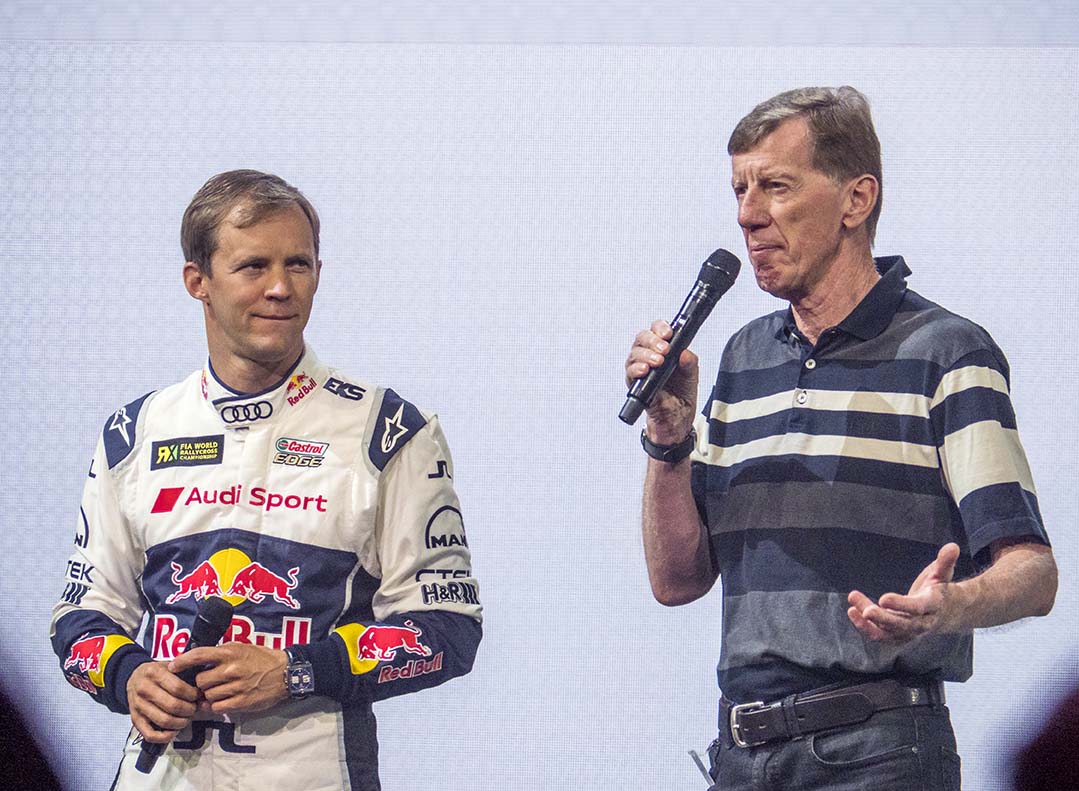 Mattias Ekström och Walter Röhrl, två racinglegender på Audi Summit.